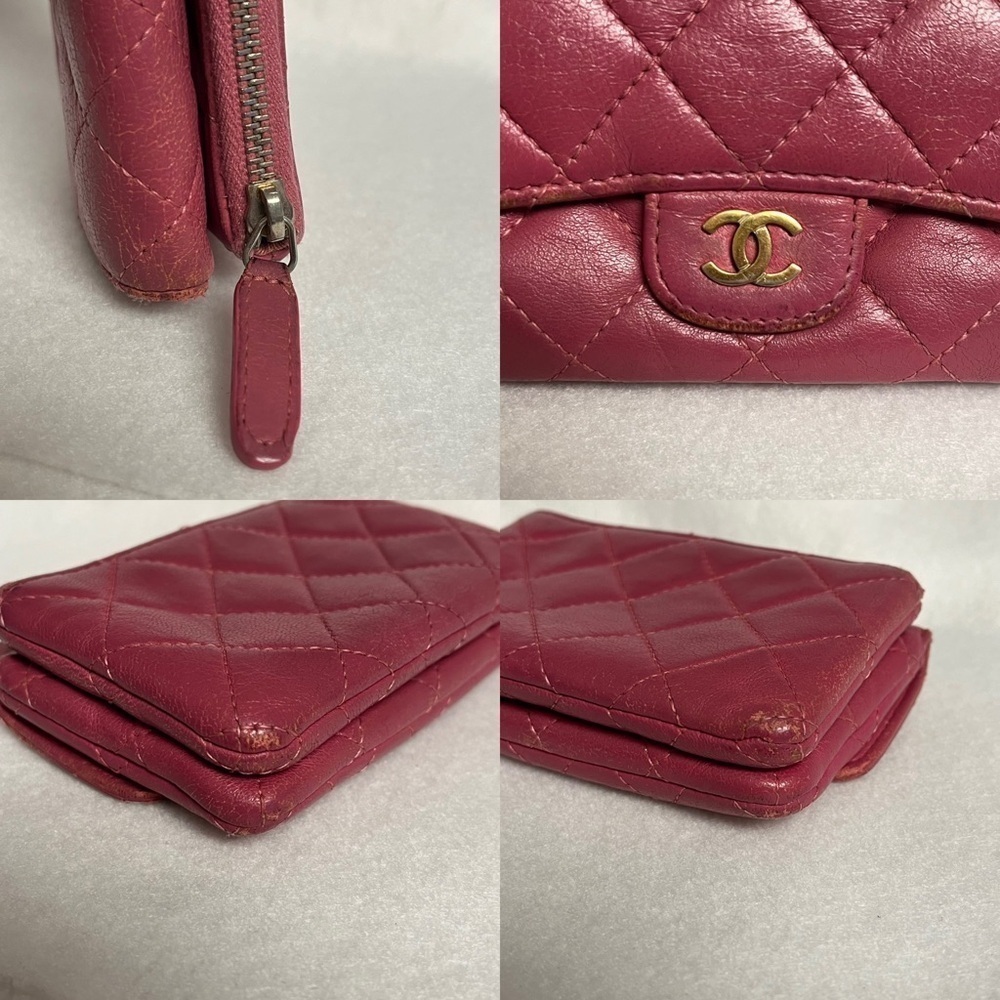 CHANEL Pink Flap Lambskin Leather Snap Card Holder Double Pocket Zip GHW - Picture 15 of 16